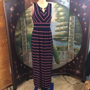 Liz Claiborne Maxi Dress S Navy and Coral EUC